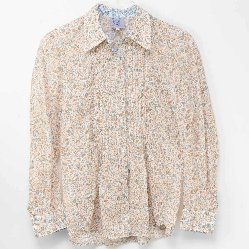 Thierry Colson Button Front Shirt Floral Print Top Multicolor Cotton Size Small